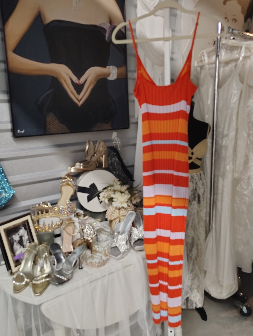 Fashion Nova Striped Sweater Midi Dress Orange Two Way Zip V Neck XL NWOT - Picture 6 of 8